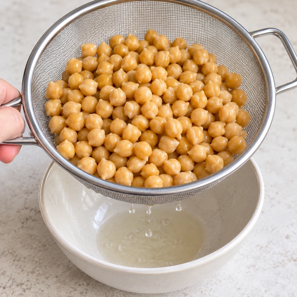 Pois chiches entiers cuits dans une passoire, liquide de conserve retiré. Aucun autre ingrédient.