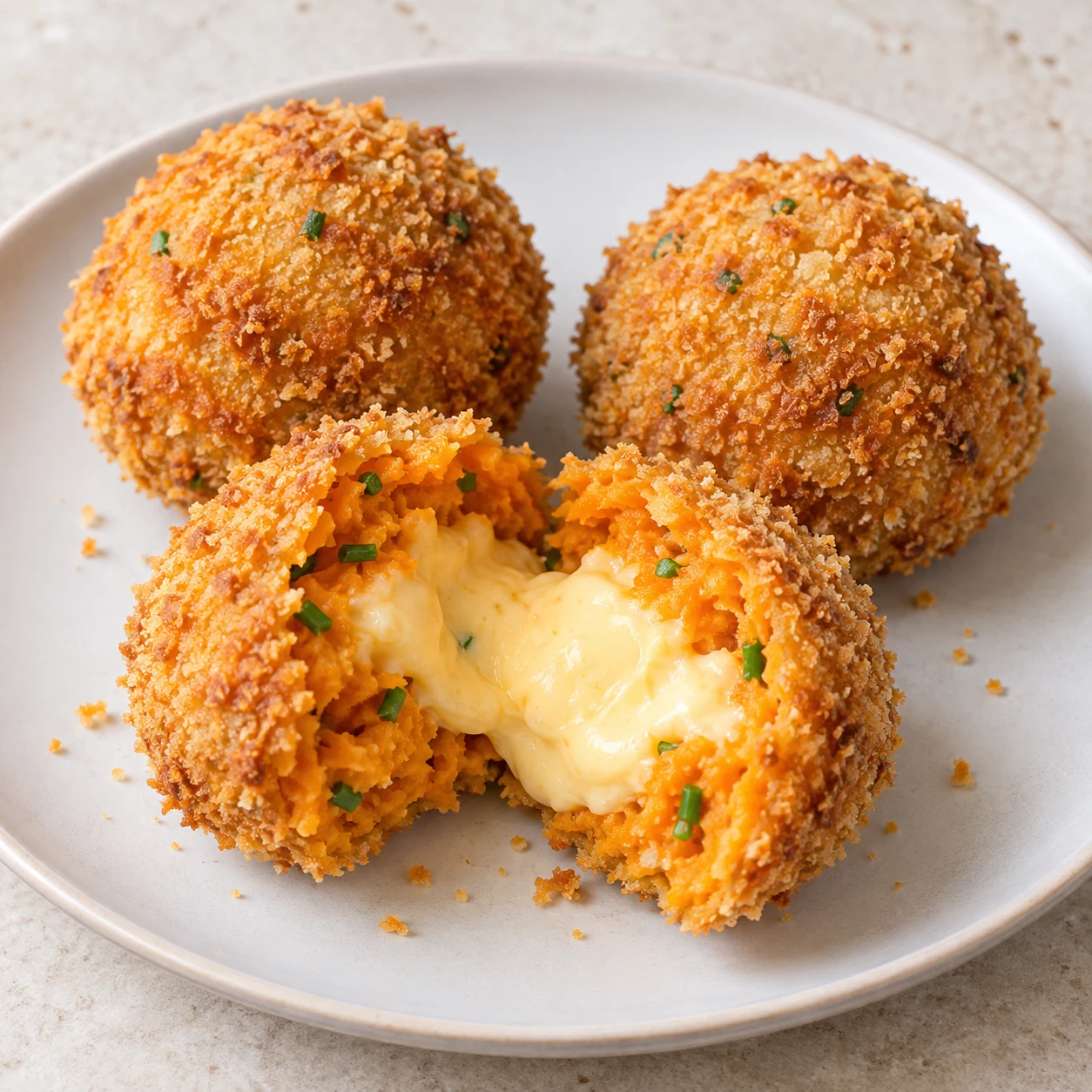 Croquettes de patate douce au cœur crémeux végétal
