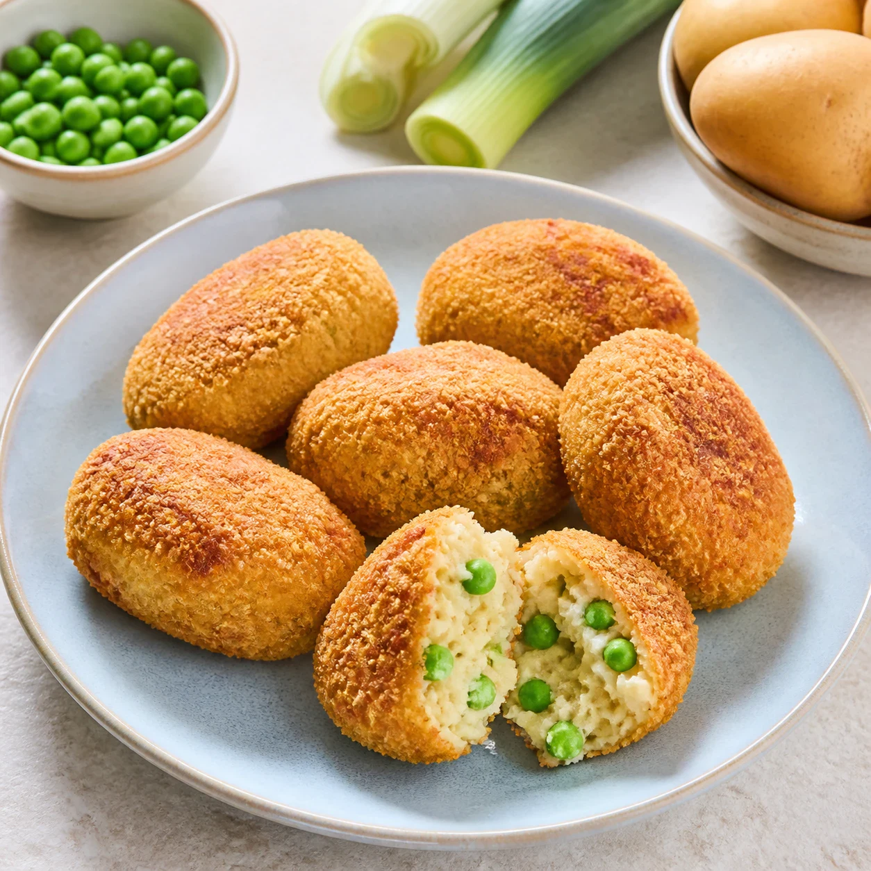 Croquettes japonaises poireau et petits pois pour l'apéro