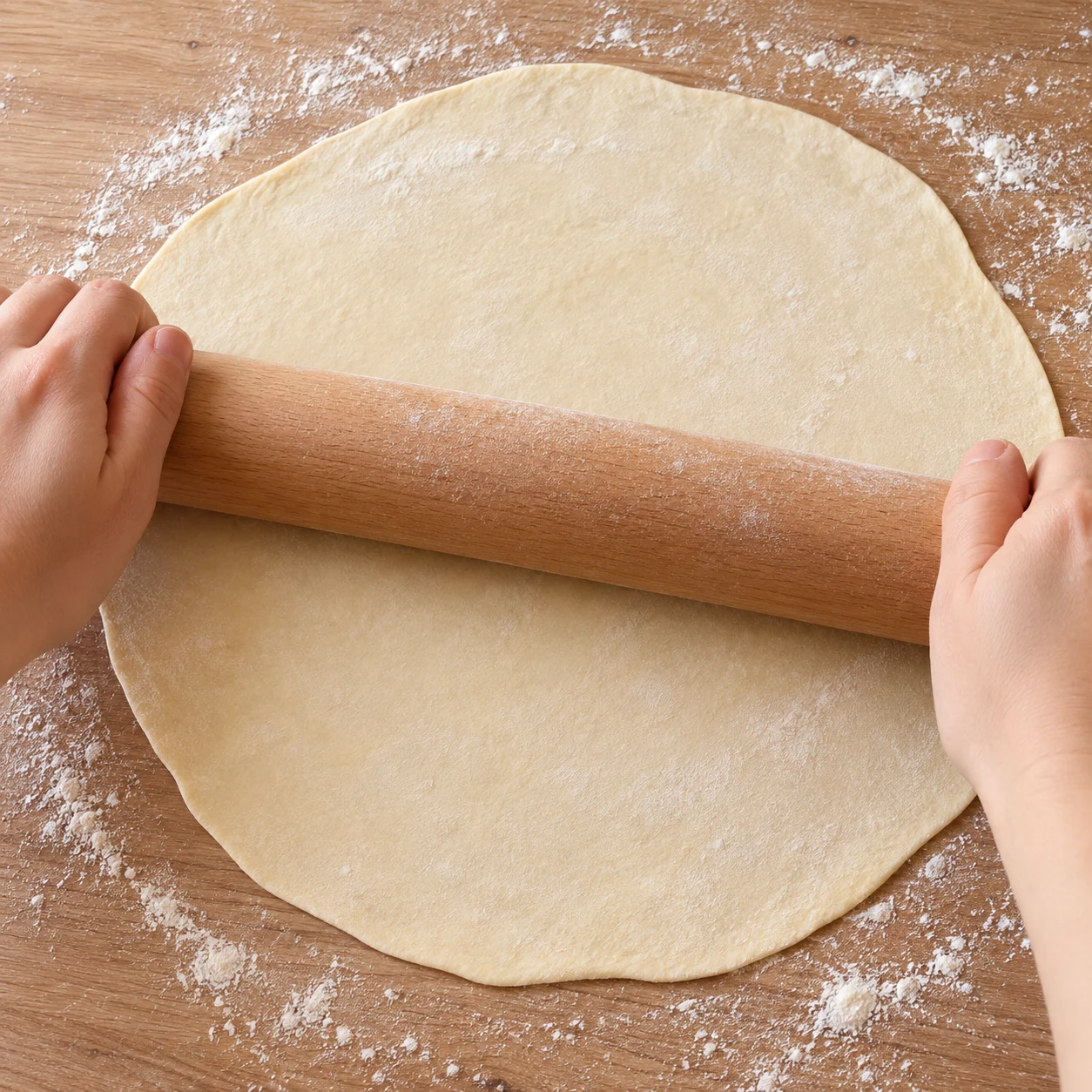 Étalez un pâton au rouleau en une galette fine. Répétez pour les pâtons restants.