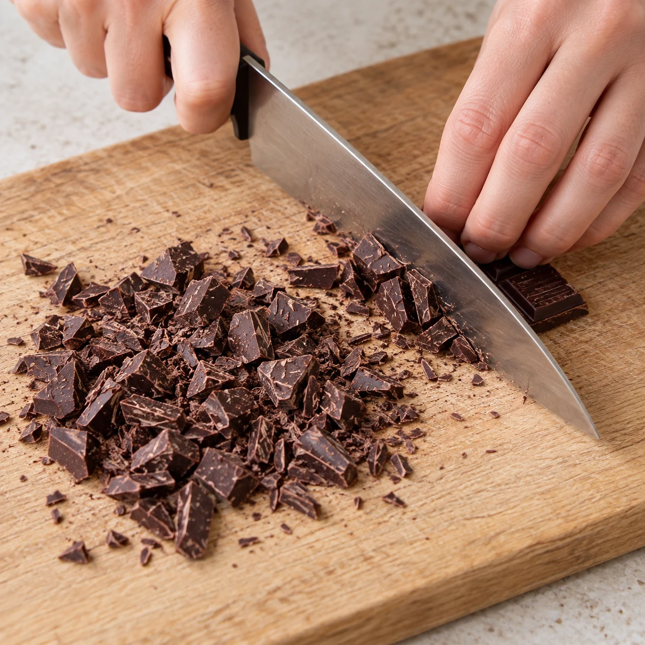 Hachage sûr de chocolat noir, une seule planche, aucun autre ingrédient.