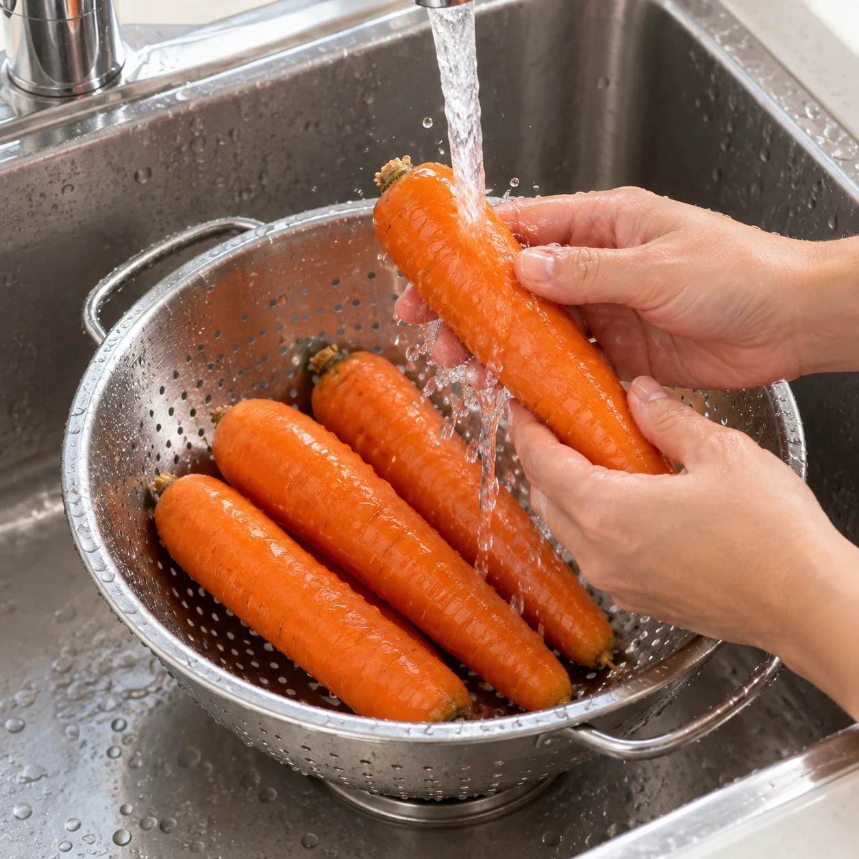 Laver les carottes : La terre a disparu de la surface des carottes.