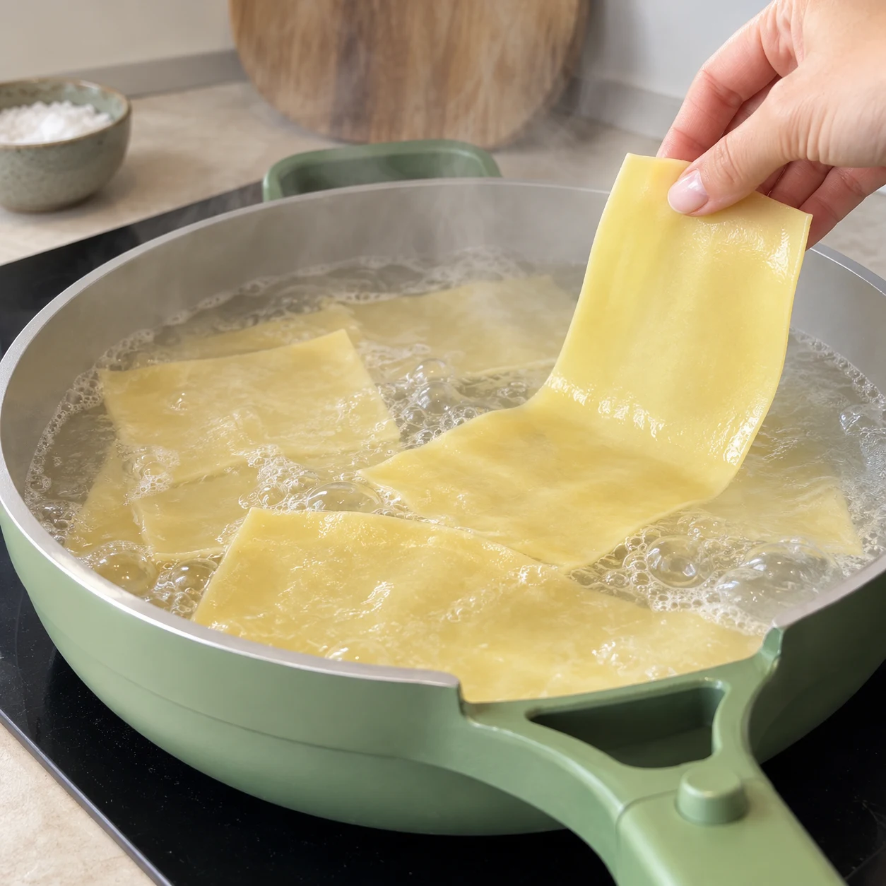 Cuire les plaques de lasagnes : Les plaques sont souples et tendres jusque dans leur centre.