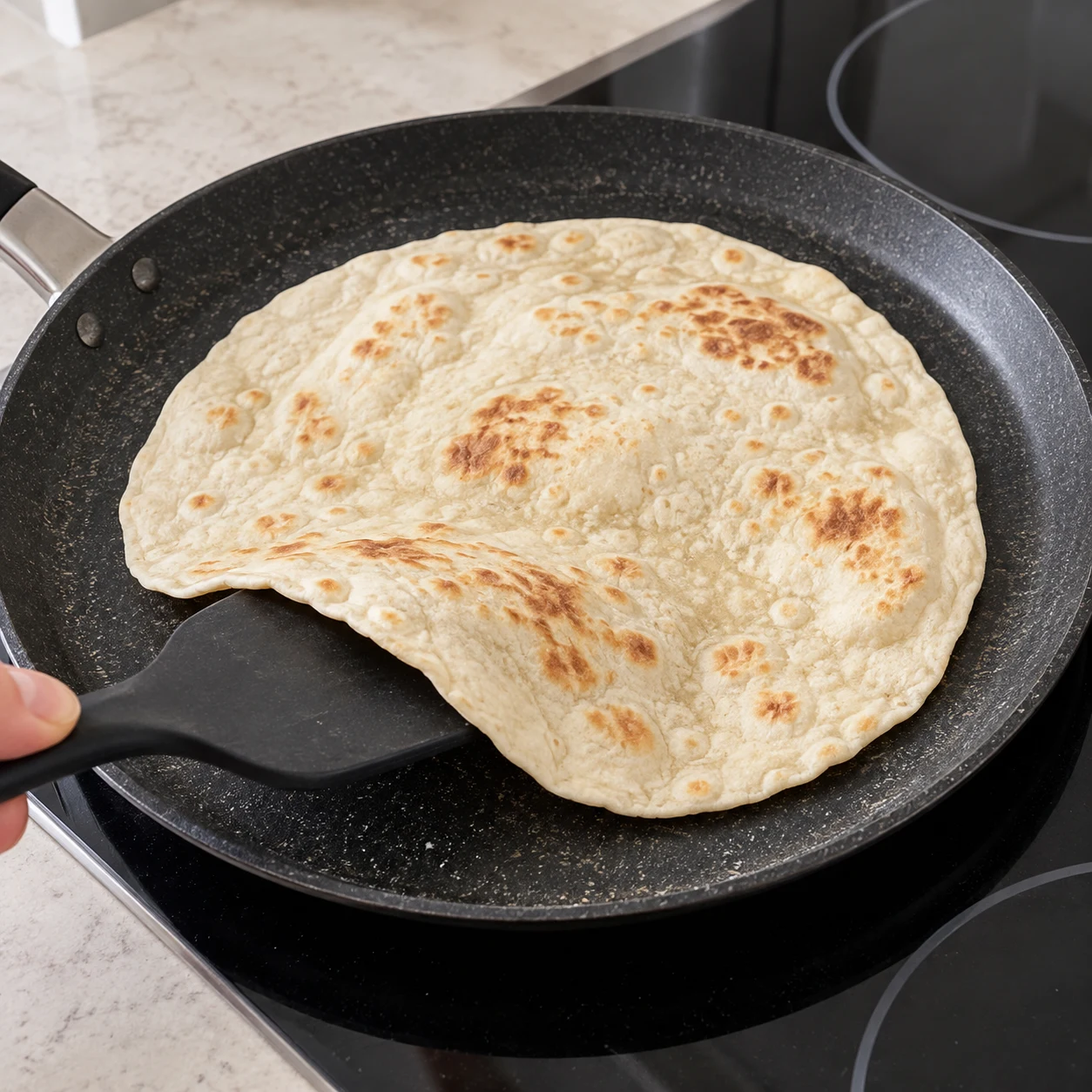 Cuire les galettes. Les lavash ont des taches dorées et restent souples.