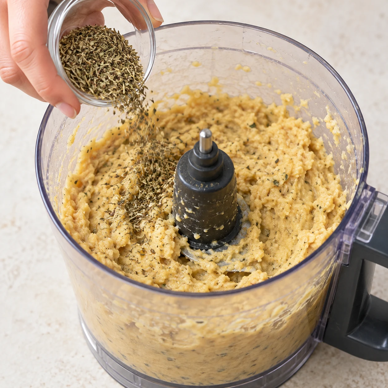 Si souhaité, incorporer les herbes de Provence selon le goût en mixant à nouveau.