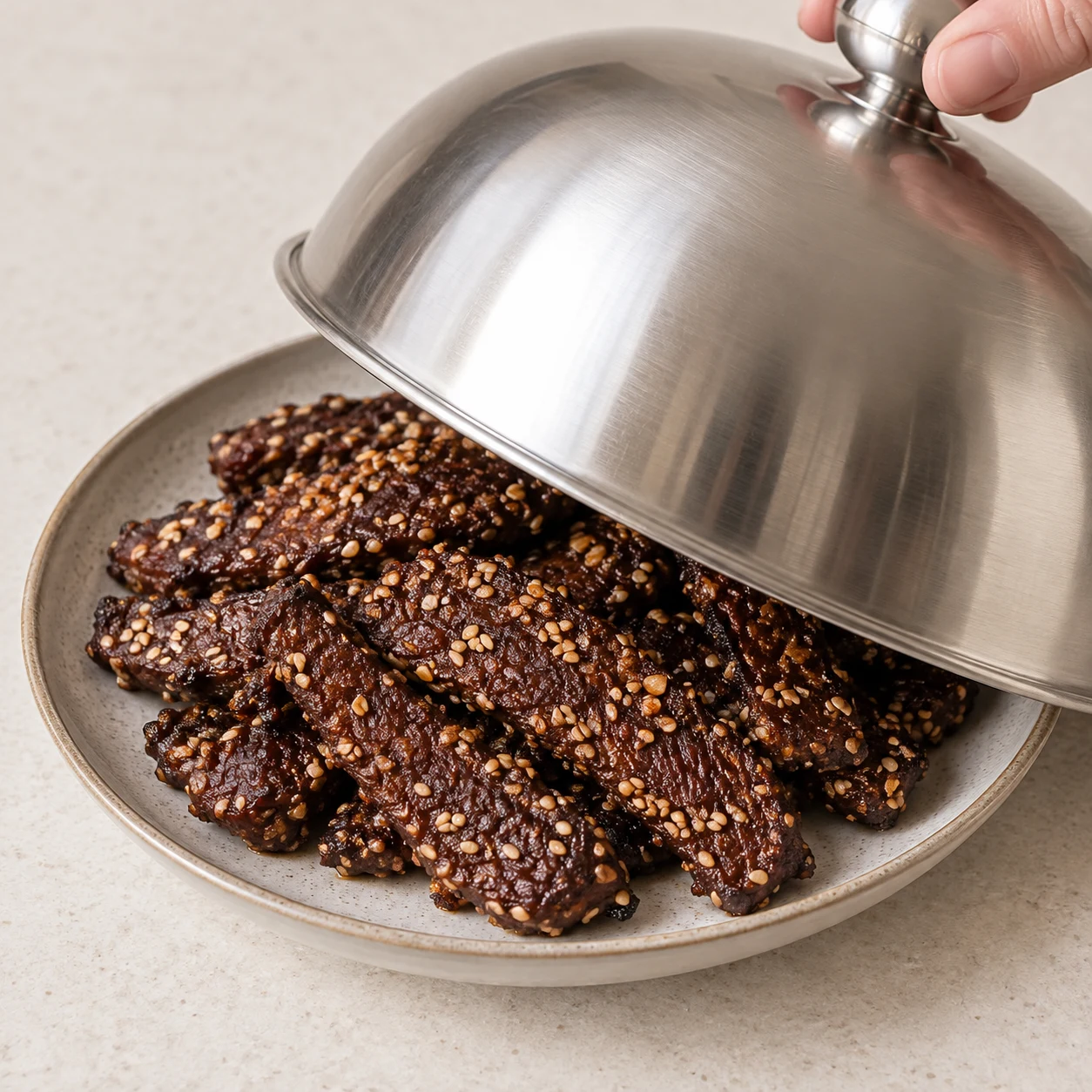 Réserve les bandes cuites au chaud pendant la cuisson du riz.