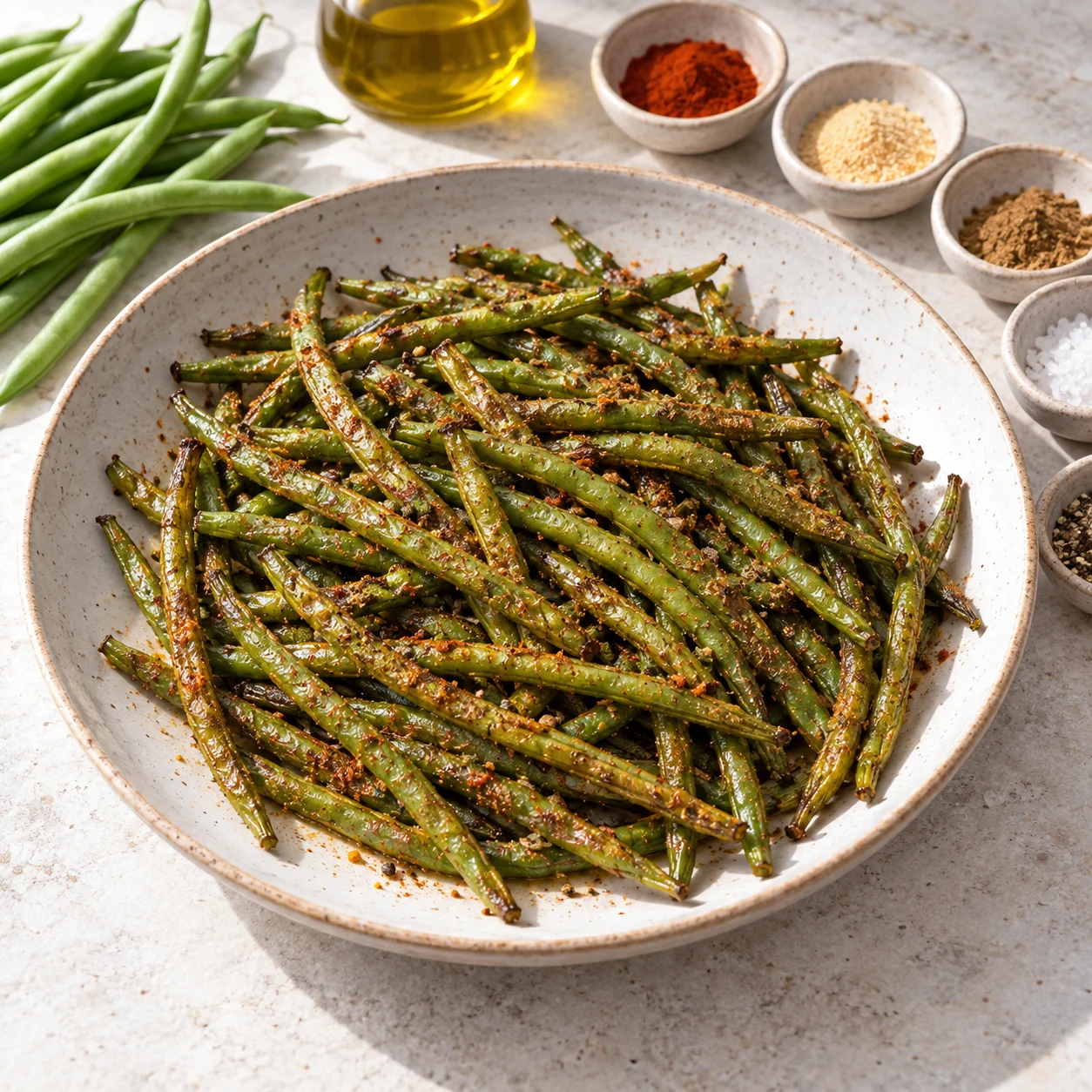 Haricots verts rôtis au paprika et au cumin