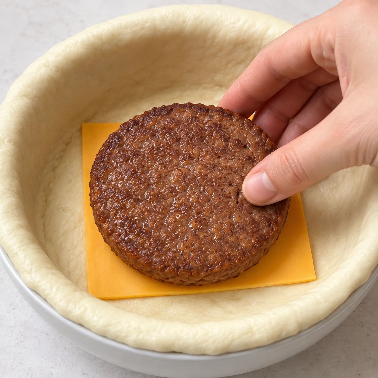 Pose la galette de burger végétale sur le fromage.
