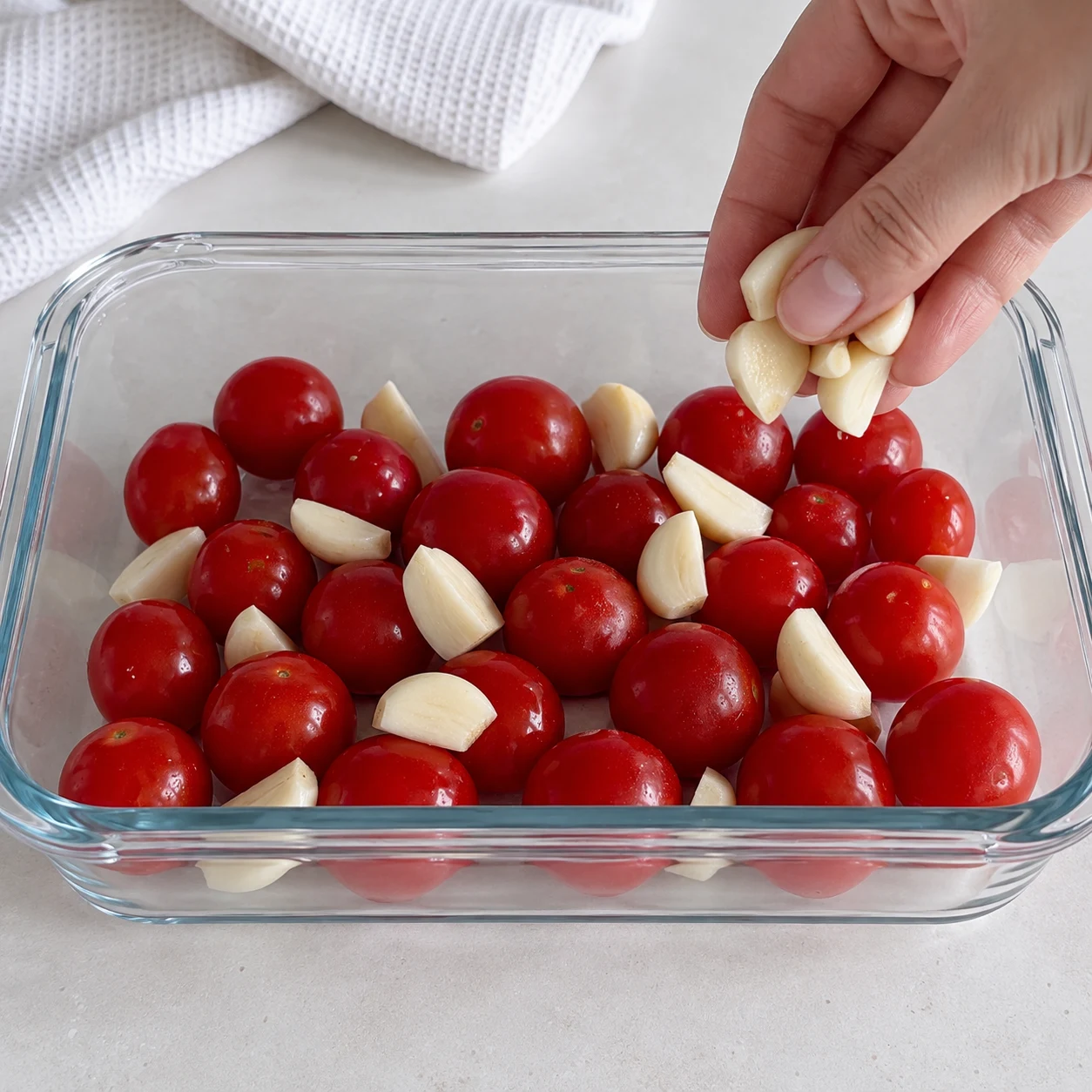 Ajoute quelques gousses d’ail pelées et en gros morceaux, comme dans la recette d’origine.