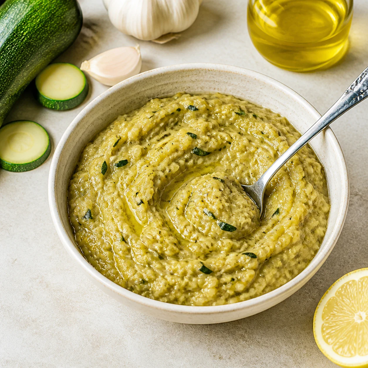 Caviar de courgettes à l'ail et au citron