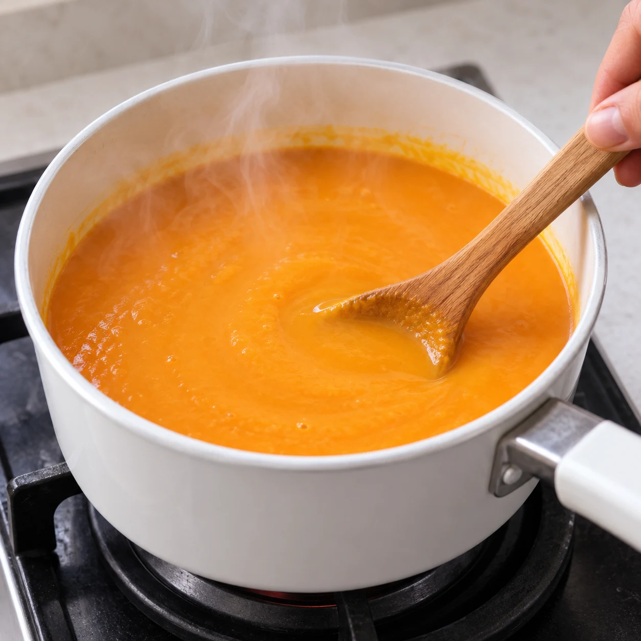 Réchauffer la soupe : La soupe est chaude et fumante.
