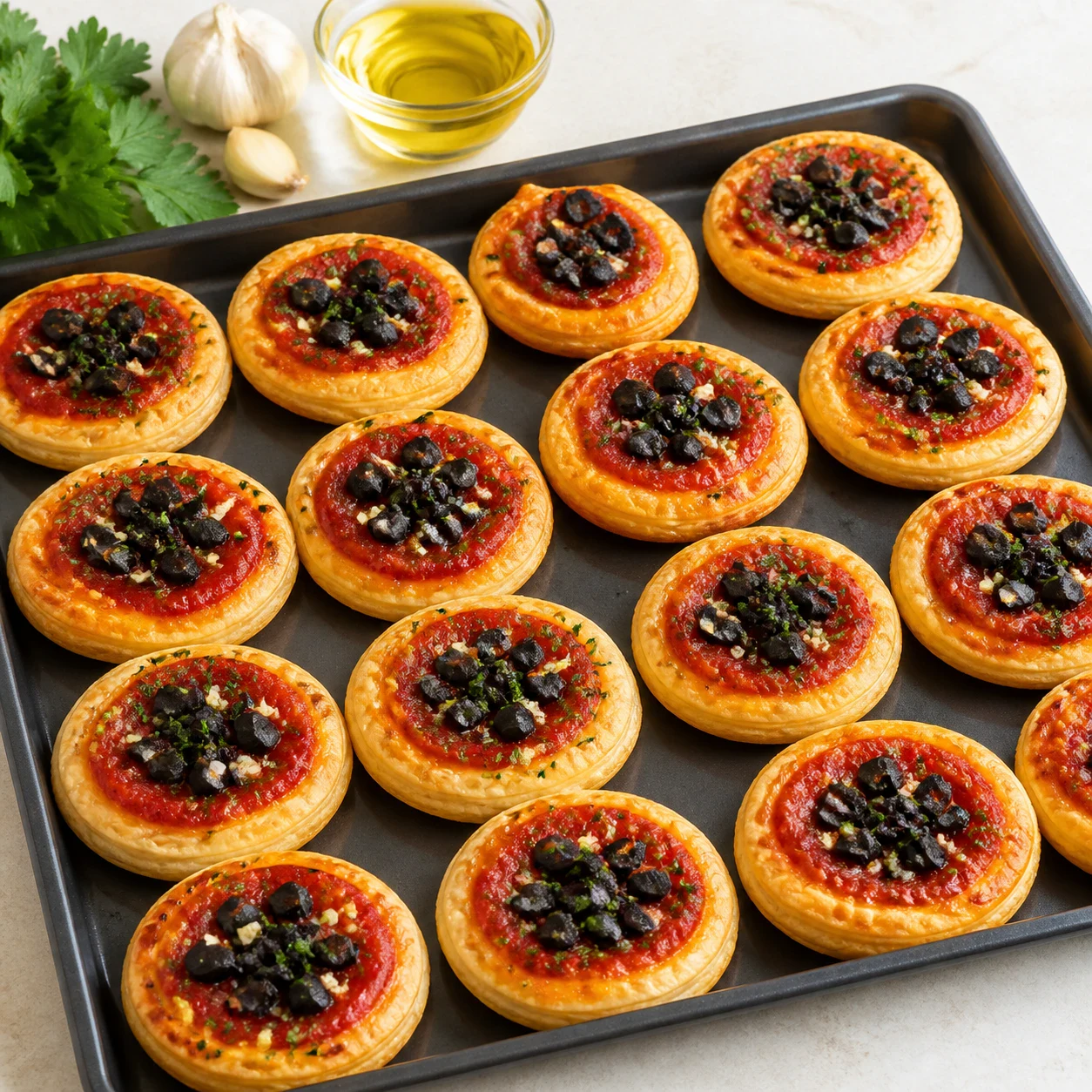 Pizzettes feuilletées aux olives