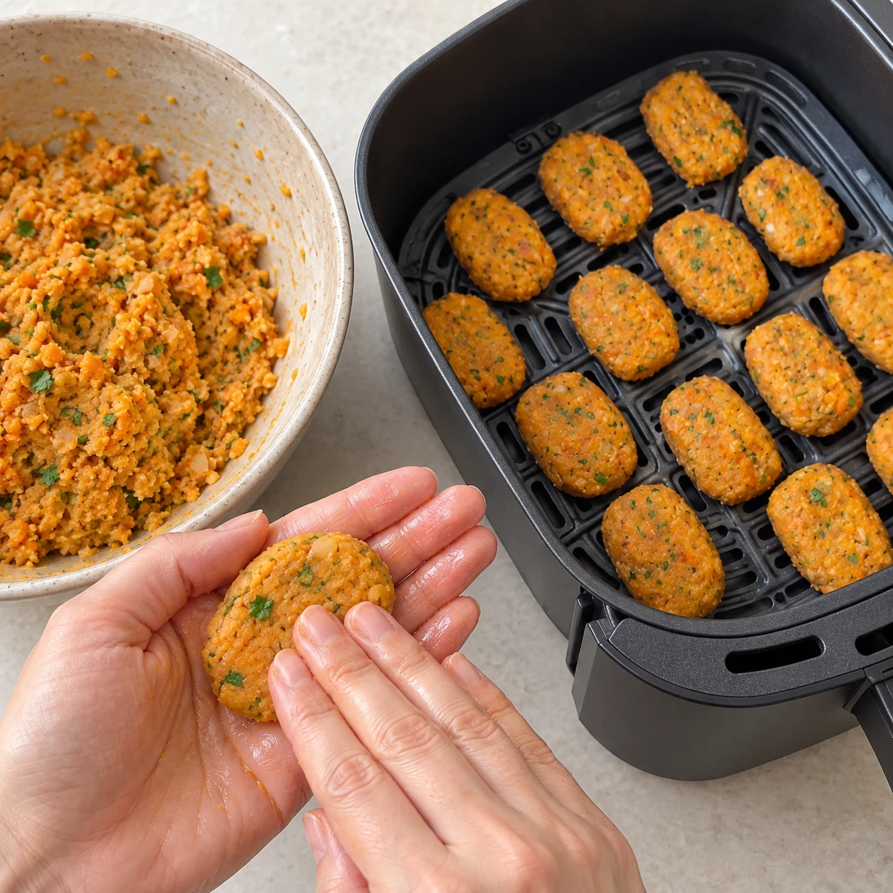 Façonner 15 nuggets pour les nuggets de lentilles corail et carottes