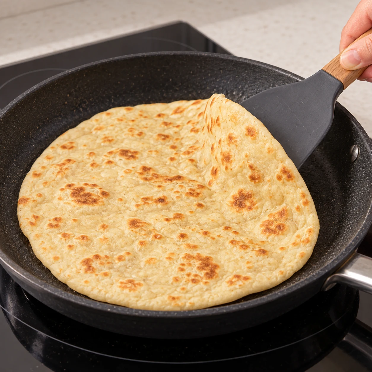 Faites cuire chaque galette à feu moyen, environ une minute de chaque côté, en la retournant pour cuire la deuxième face.