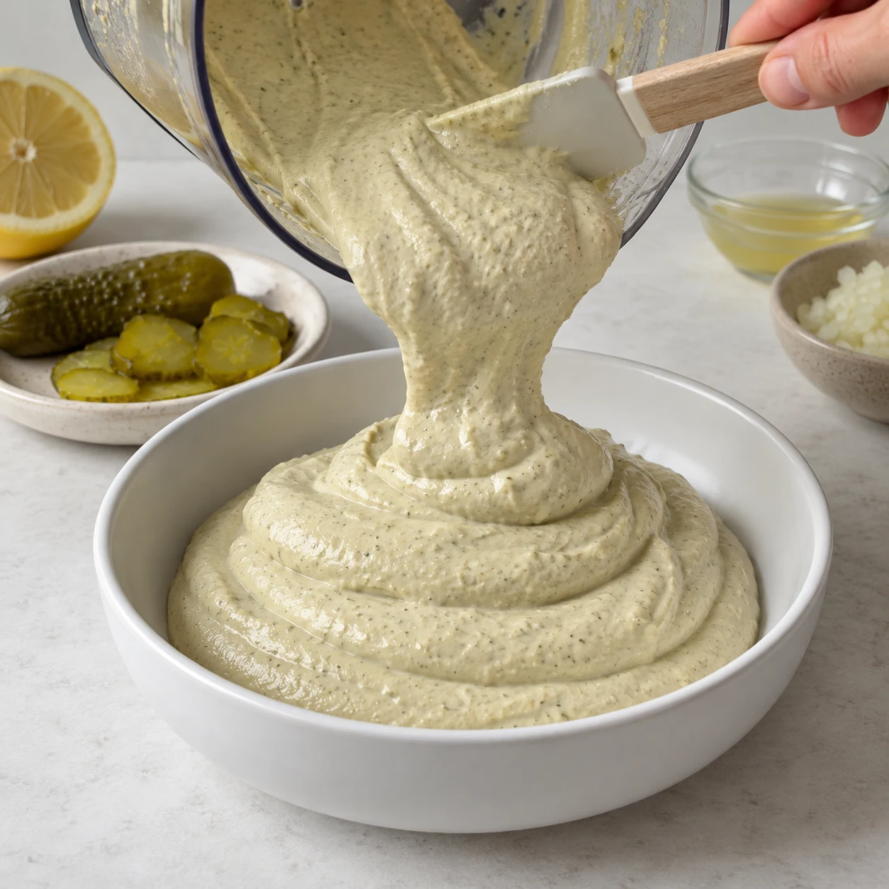 Transvaser la crème. La crème est déposée dans le plat de service.