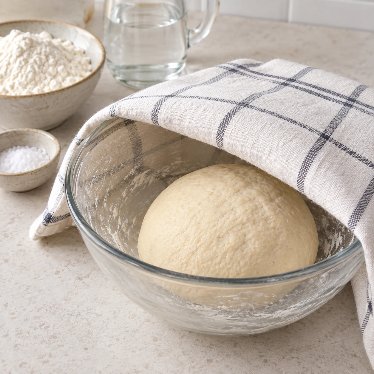 Laisse reposer la boule de pâte pendant 30 minutes, comme indiqué dans la recette d’origine, pendant que tu prépares la garniture.
