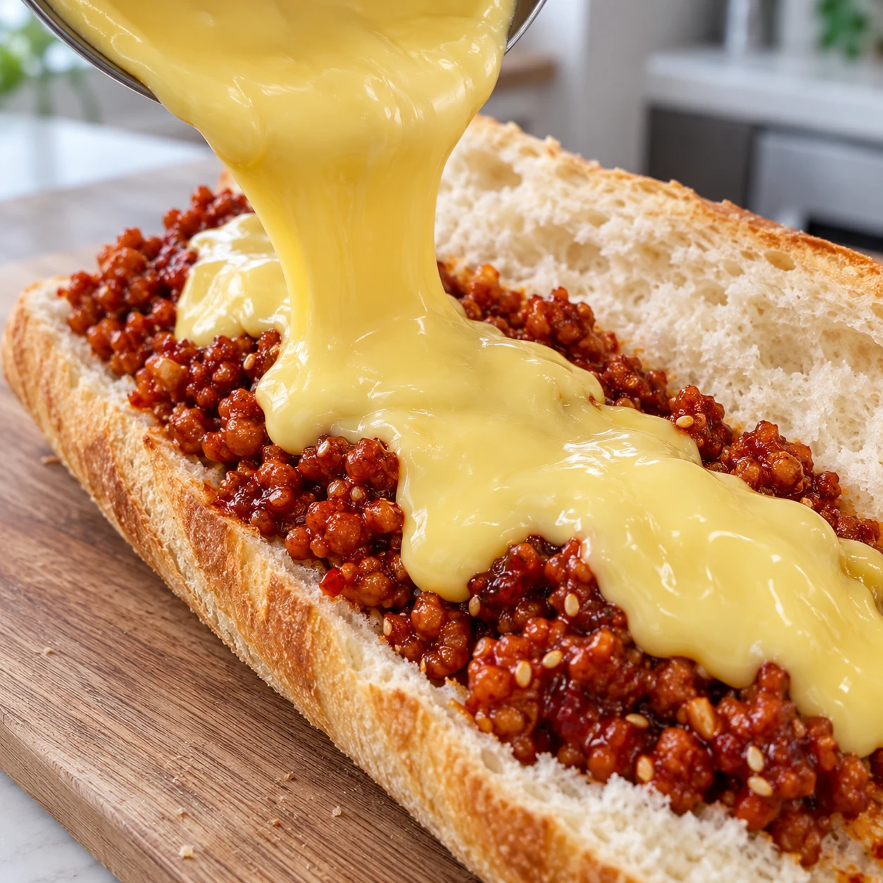 Ajouter le fromage fondu : Chaque sandwich contient du soja caramélisé et du fromage végétal fondu.