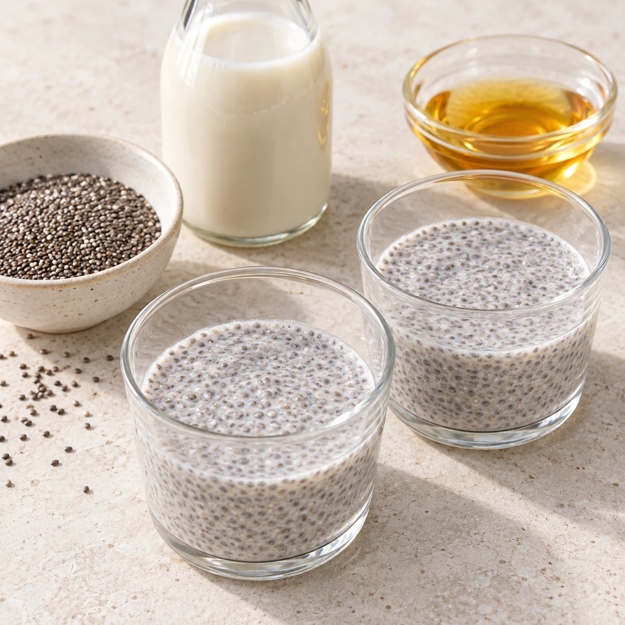 Pudding de chia nature au lait végétal