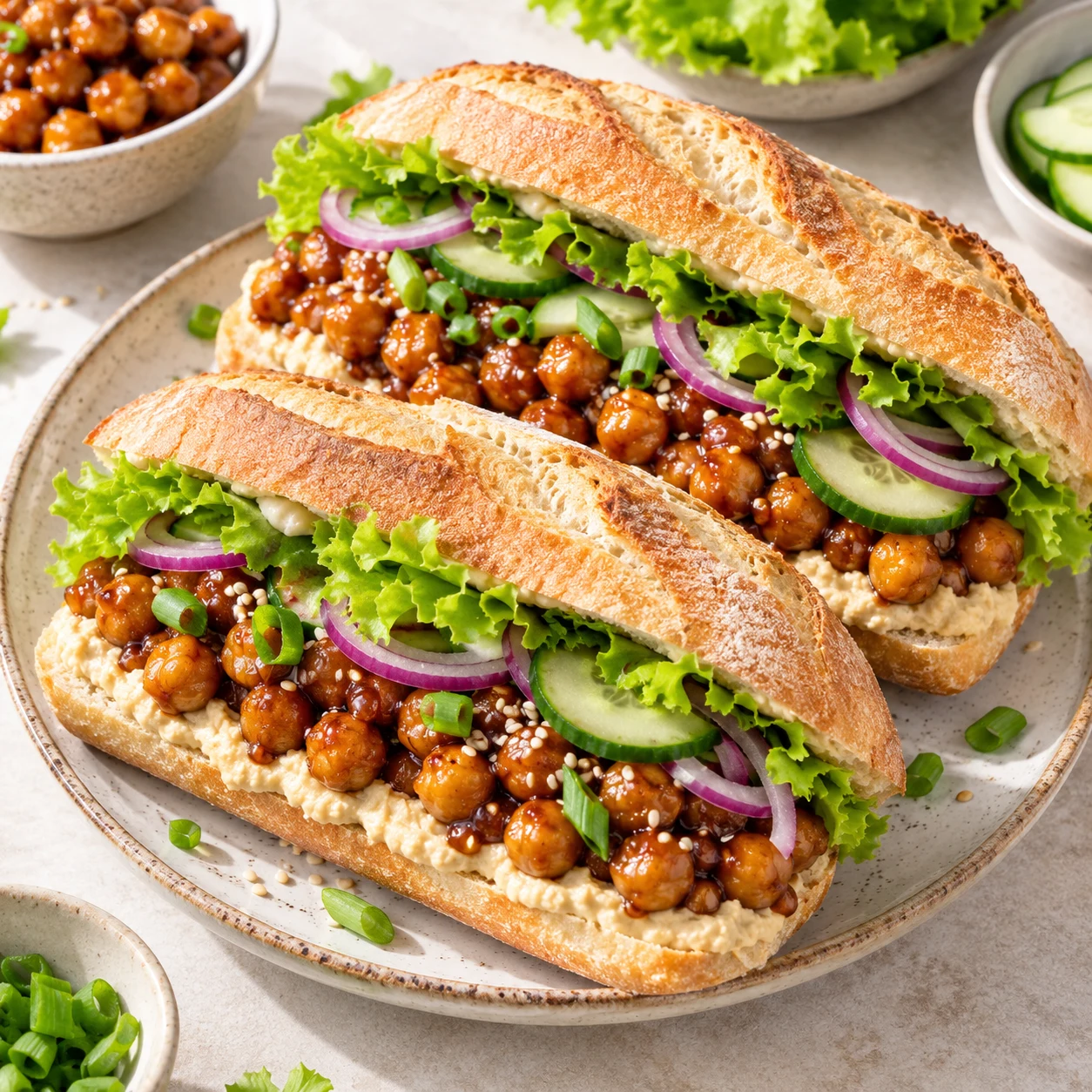 Sandwich aux pois chiches teriyaki
