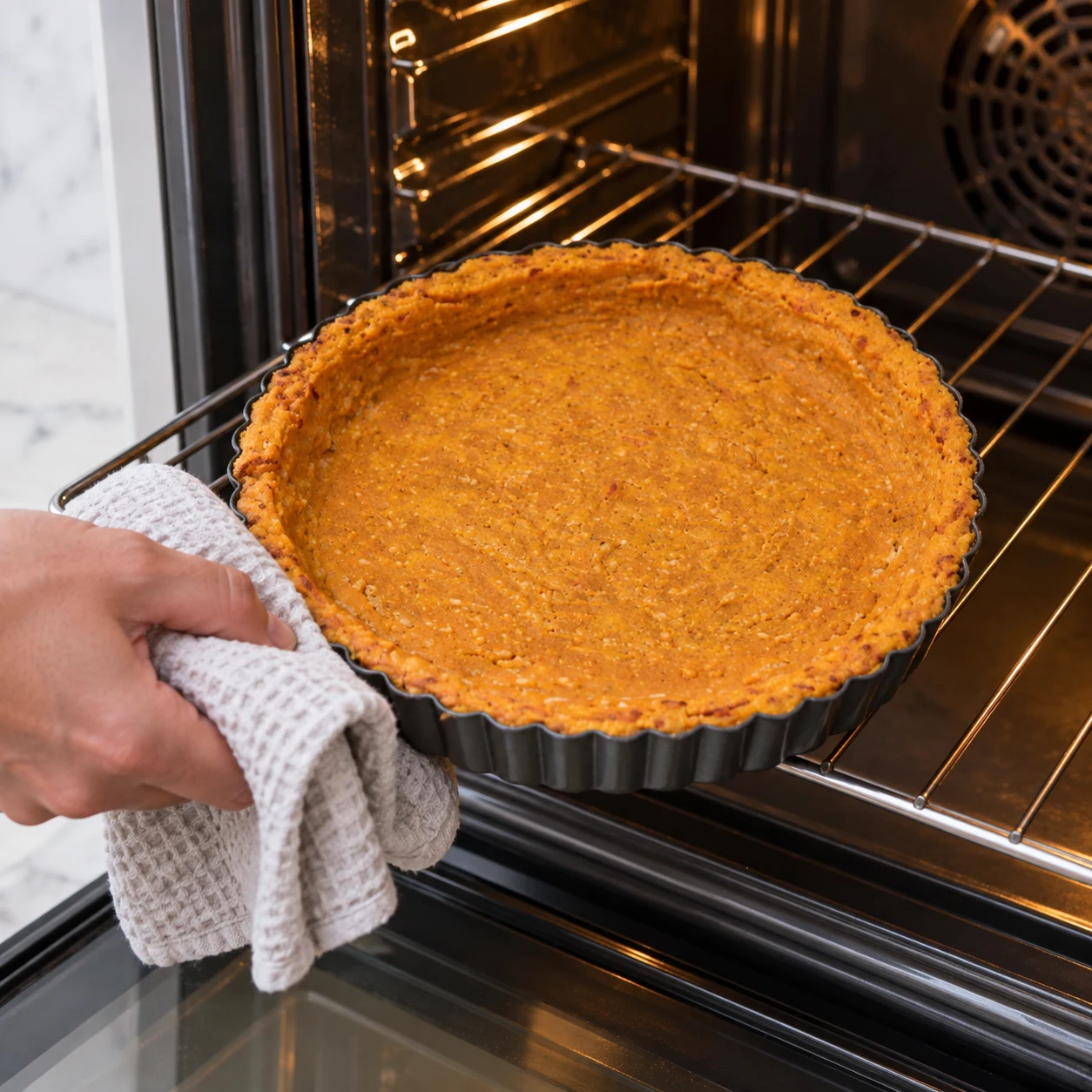 Fond orange précuit dans moule, sans garniture.