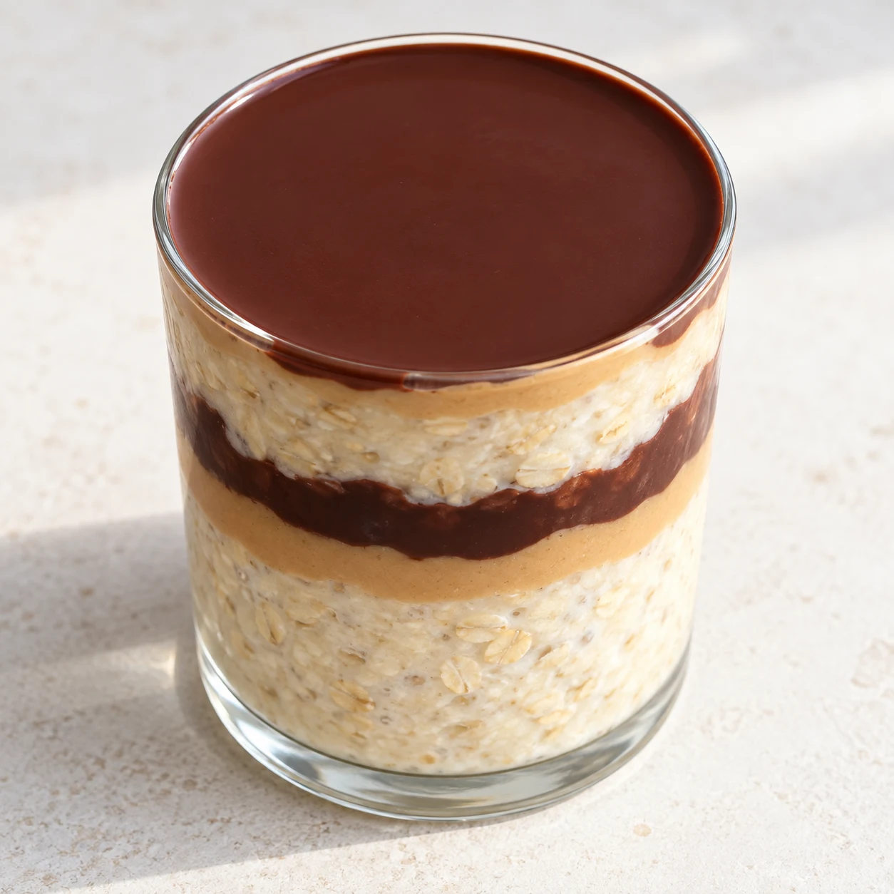Porridge froid à l’avoine, cacahuète et chocolat