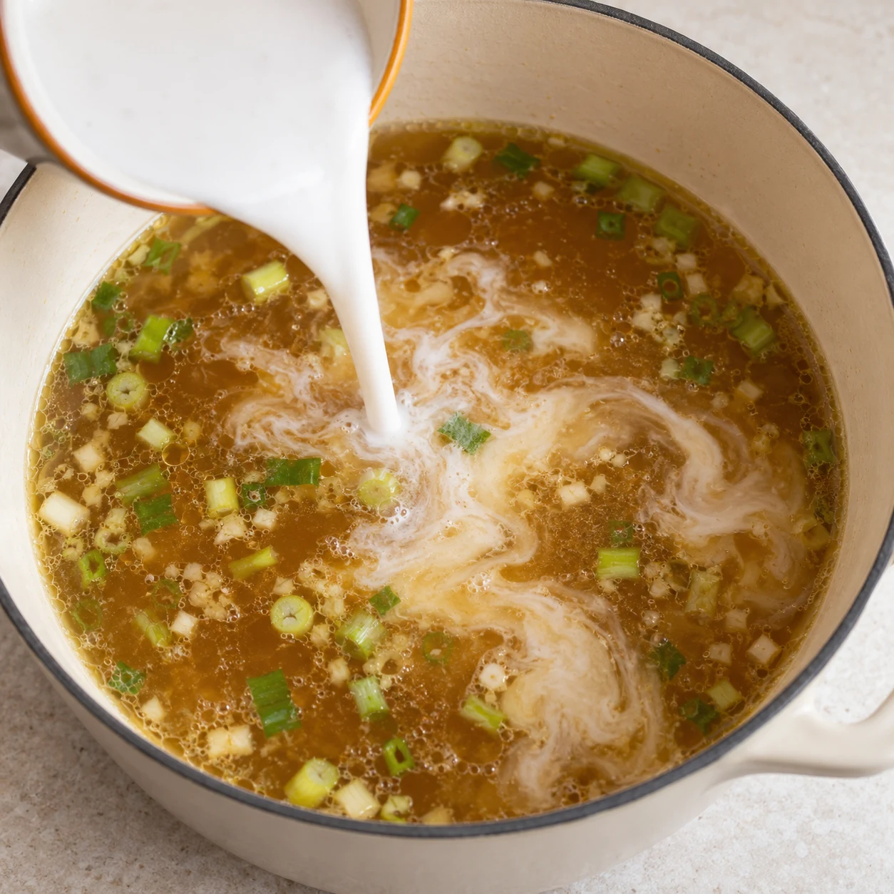Filet blanc de lait de coco dans le bouillon, aucune nouille.