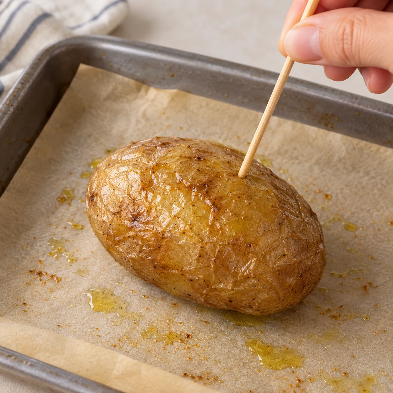 Cuire les pommes de terre : Une pique entre sans résistance dans la chair.