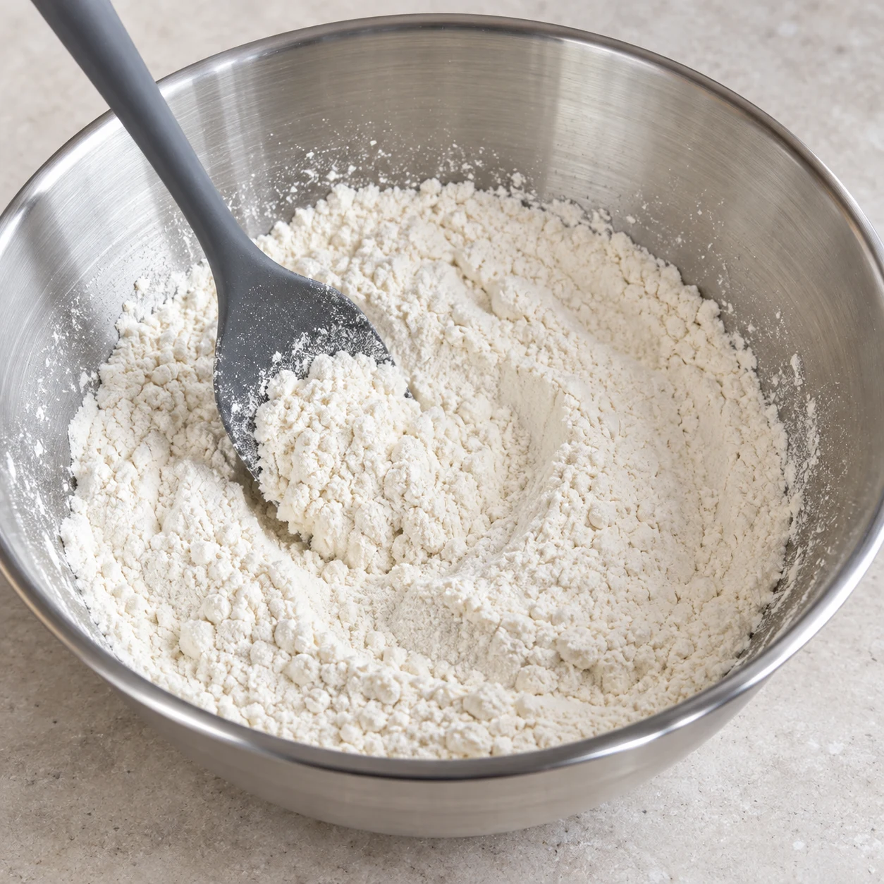 Mélanger la demi-cuillère à café de levure chimique dans les 225 g de farine.