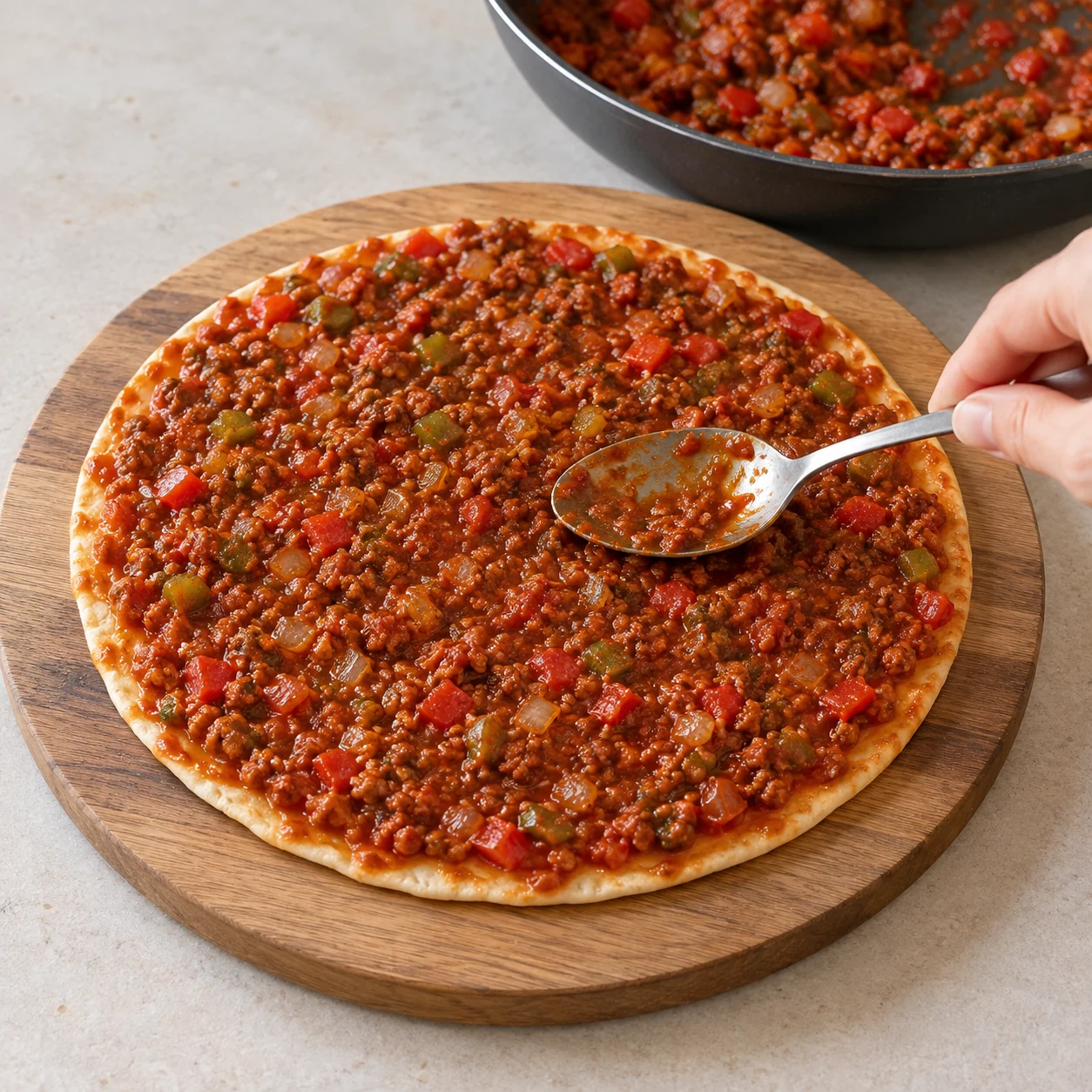 Répartissez une couche de garniture sur la galette nappée.
