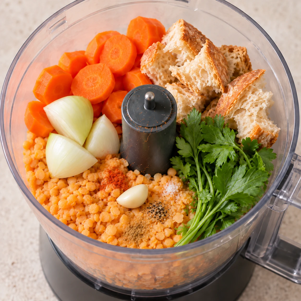Remplir le robot pour les nuggets de lentilles corail et carottes
