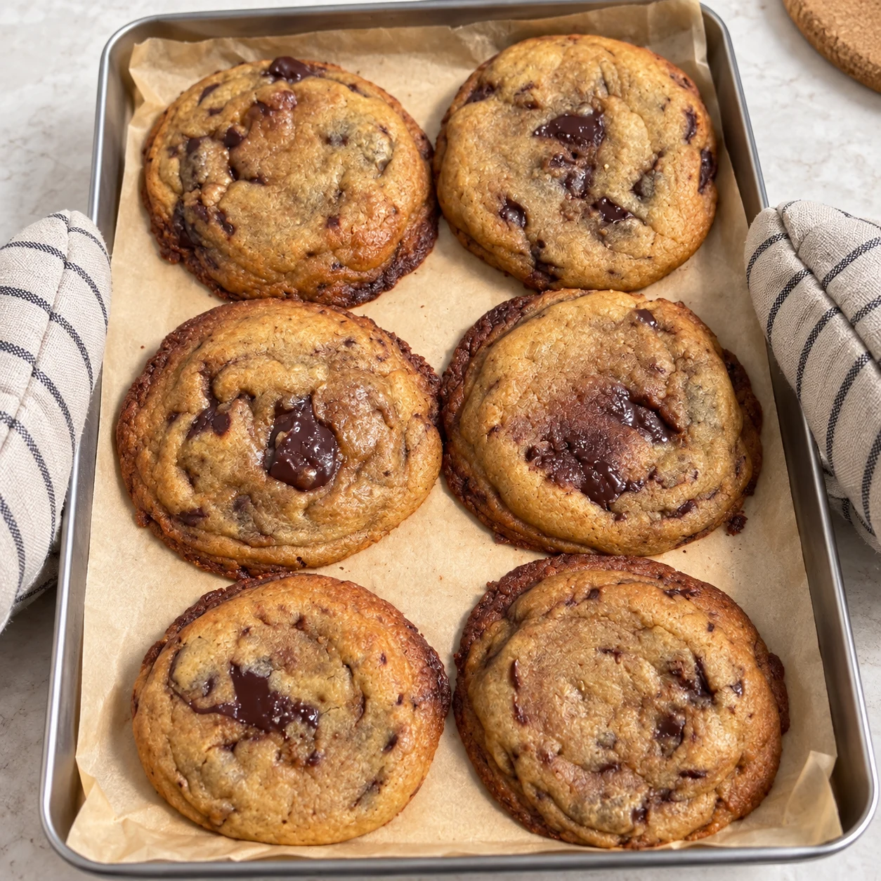 Sortir la plaque du four avec des maniques et laisser les cookies reposer au moins 20 minutes avant de les déplacer.