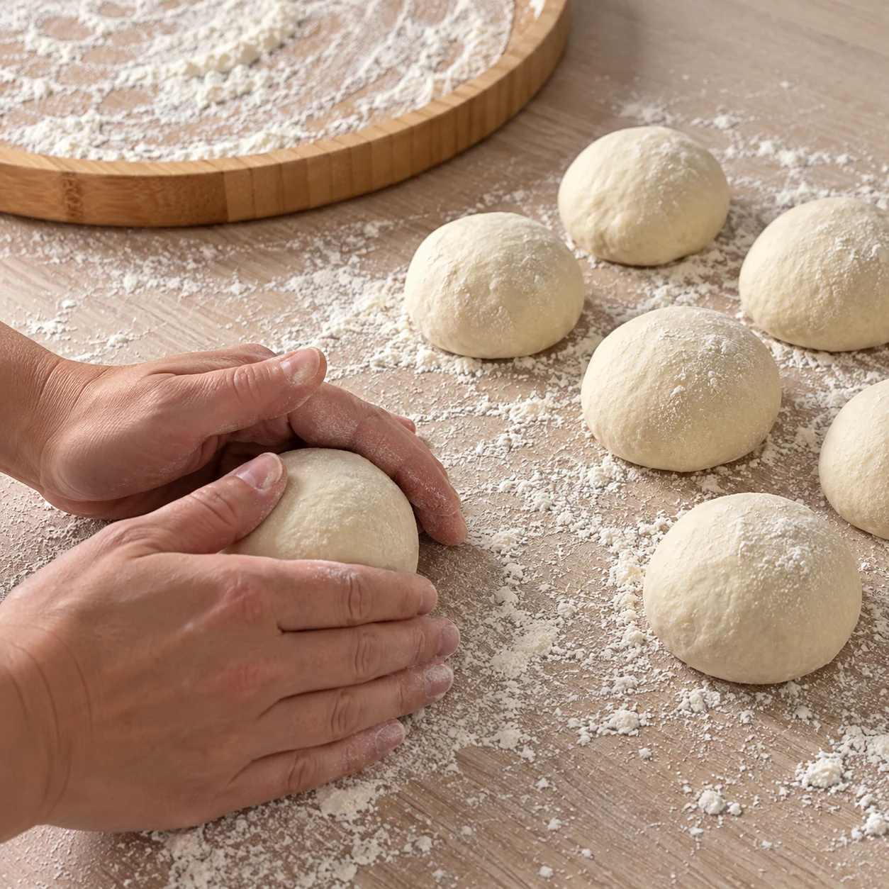 Former les pâtons. Les pâtons ont une surface arrondie.