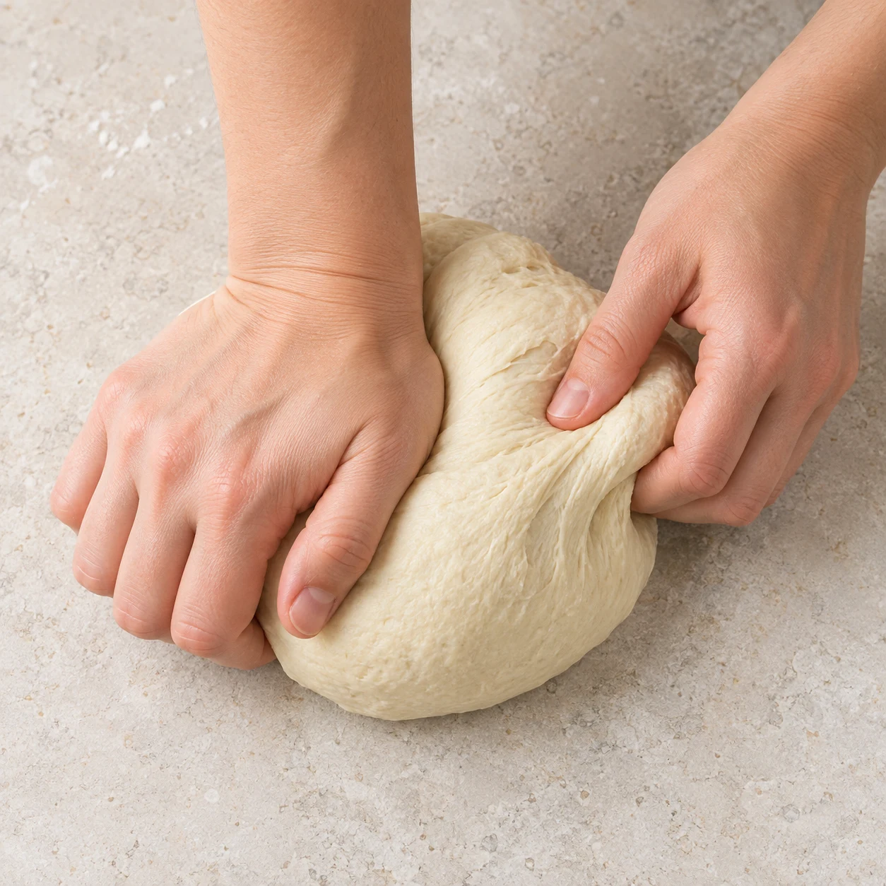 Pétrissez la pâte puis rassemblez-la en pâton.