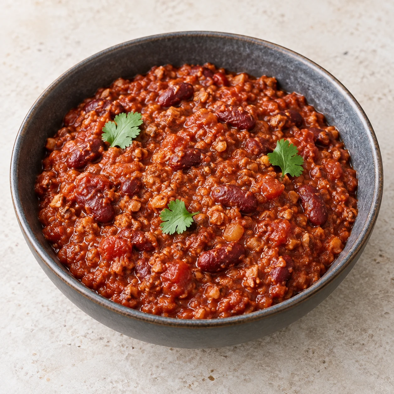 Chili sin carne aux noix et champignons de Paris