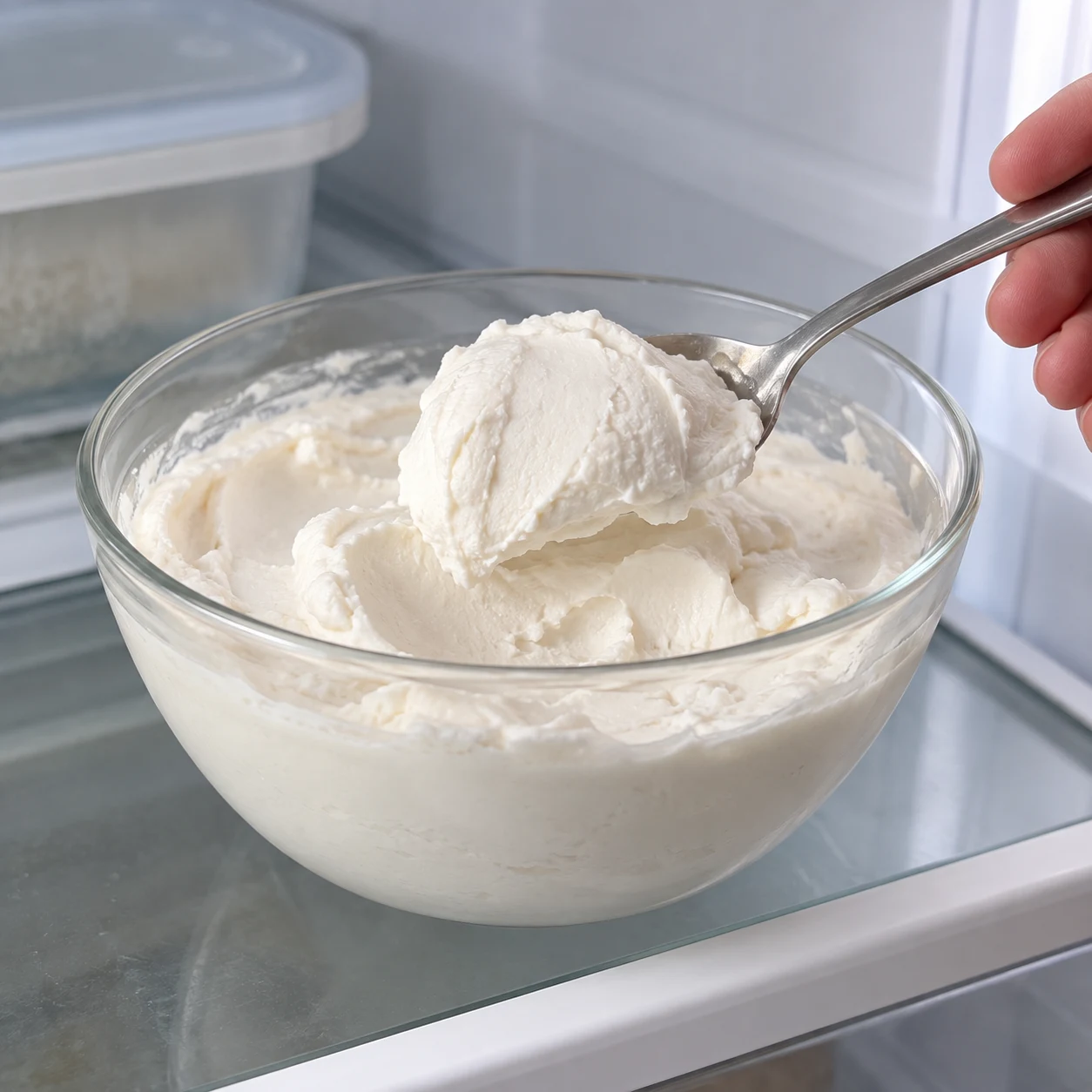 Refroidir la crème de coco : La crème est très froide et épaissie.