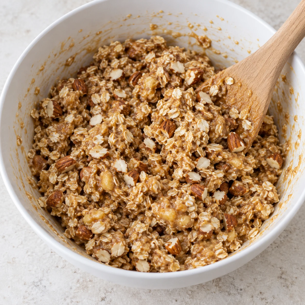 Incorporer les flocons et les amandes